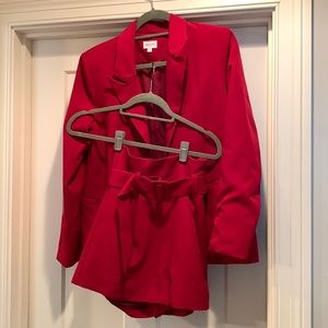 Red Blazer short suit set.